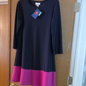 Jude Connally NWT Navy and Pink Long Sleeve Dress...size Lg